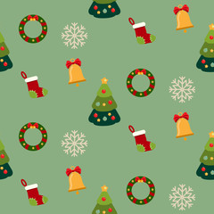 Christmas seamless pattern with new year holidays symbols