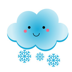 Cute kawaii snow clowd character. Vector illustration for kids, isolated design element