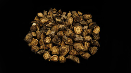 Chinese Herbal medicine on black background