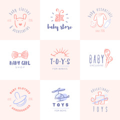 Fototapeta na wymiar Baby logos set.