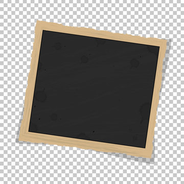 Square old vintage frame template with shadows isolated on transparent background. Vector illustration