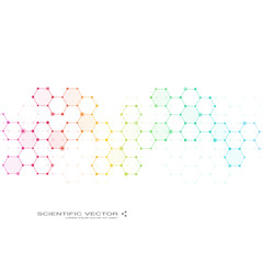Molecule DNA and neurons vector. Molecular structure. Connected lines with dots. Genetic chemical compounds. Chemistry, medicine, science, technology concept. Geometric abstract background.