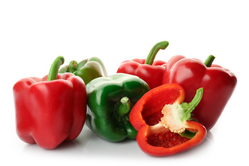 Fresh ripe bell pepper on white background