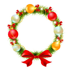 Fototapeta na wymiar Christmas wreath, on a white