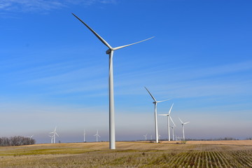 Wind farms generating clean renewable energy in North Dakota.
