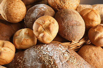 Lot of different bread closeup