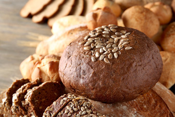 Lot of different bread closeup