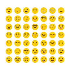 Set of emoticons. Big collection with different expressions. Cut