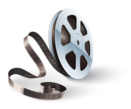Movie cinematography video film disk with tape isolated