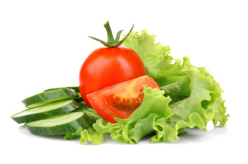 Fresh vegetables on white background