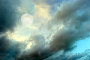 Naklejka na ściany i meble Moon Clouds Night