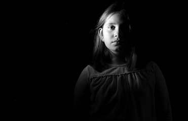 Little girl portrait monochrome