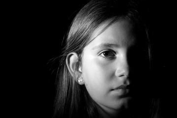 Little girl portrait monochrome