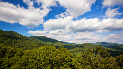 Clouds Roll Past Scenic Mountains of Blue Ridge Parkway in Asheville, NC