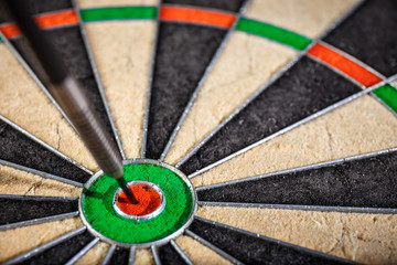 the darts in bull's eye, close up