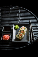 Tasty healthy with wasabi and soy sauce