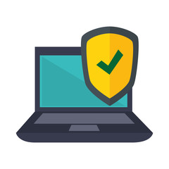 laptop computer security icon vector illustration design