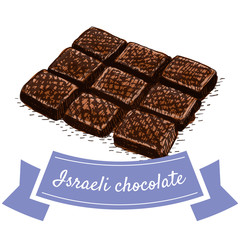 Israeli chocolate colorful illustration.