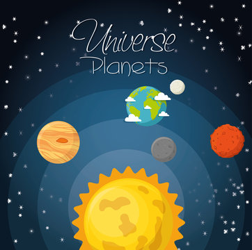 universe planets space concept vector illustration design