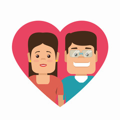 couple characters with heart love vector illustration design