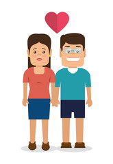 couple characters with heart love vector illustration design