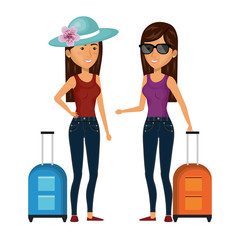 family travel with suitcases vector illustration design