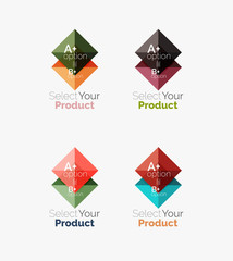 Set of abstract square interface menu navigation button