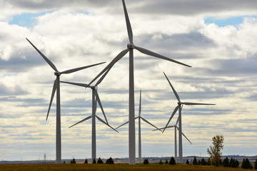 wind farms on the prairie producing clean renewable energy.