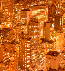 View of New York Manhattan during sunset hours