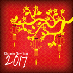2017 Chinese Year of the Rooster poster Vector illustration