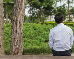 Man traveler is holding digital tablet with copy space on the screen for your advertising text message, while is admiring amazing Latin American landscape during the long-awaited summer vacation