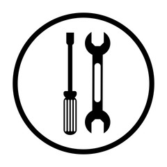 Wrench and screwdriver icon. Tool instrument repair and construction theme. Isolated design. Vector illustration