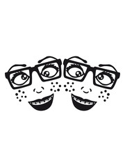 Team girlfriends 2 friends geek nerd hornbrille smart woman female girl sexy face grin comic cartoon text font design cool crazy crazy confused stupid silly comical disturbed