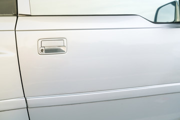 car door handle on close up with copy space.
