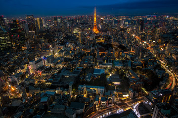 Night view of Tokyo in Japan cityscape Tokyo tower