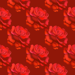 Seamless red roses pattern. Vector illustration