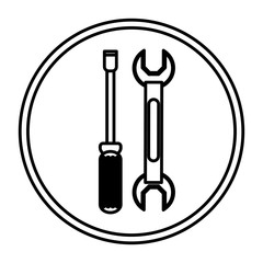 Wrench and screwdriver icon. Tool instrument repair and construction theme. Isolated design. Vector illustration