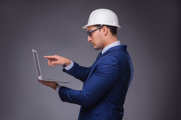 Young architect in industrial concept