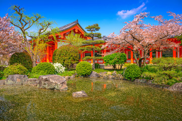 Fototapeta na wymiar Kyoto in Spring at Sanjusangendo.