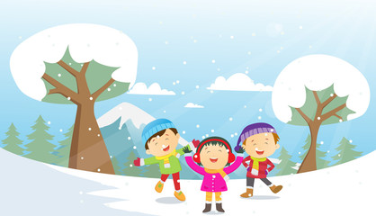 Obraz na płótnie Canvas Happy Winter Kids 