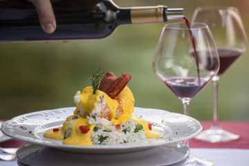 Lobster meal fine dining at the restaurant 