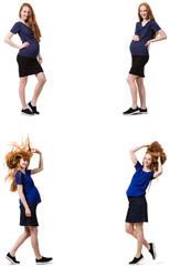 Fototapeta premium Pregnant woman in composite image isolated on white