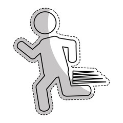 sticker of man running icon over white background. pictogram design. vector illustraiton