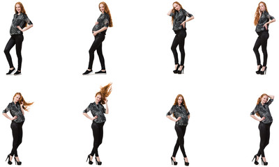 Pregnant woman in composite image isolated on white