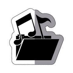 File and music note icon. Folder document data archive and storage theme. Isolated design. Vector illustration