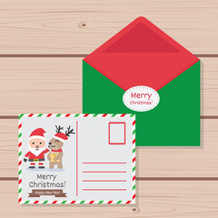 Template Christmas letter to cute,  Vector illustration. Flat design.