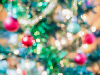 Christmas tree with bokeh light blur background