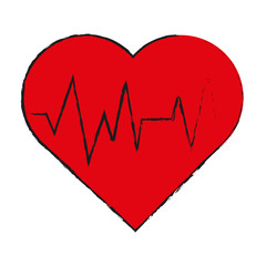 Heart with pulse icon. Medical health care hospital and emergency theme. Isolated design. Vector illustration