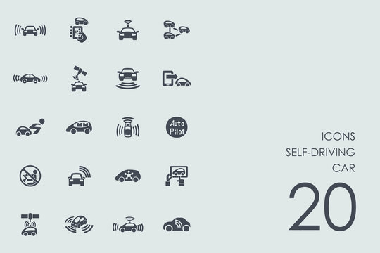 Set of self-driving car icons