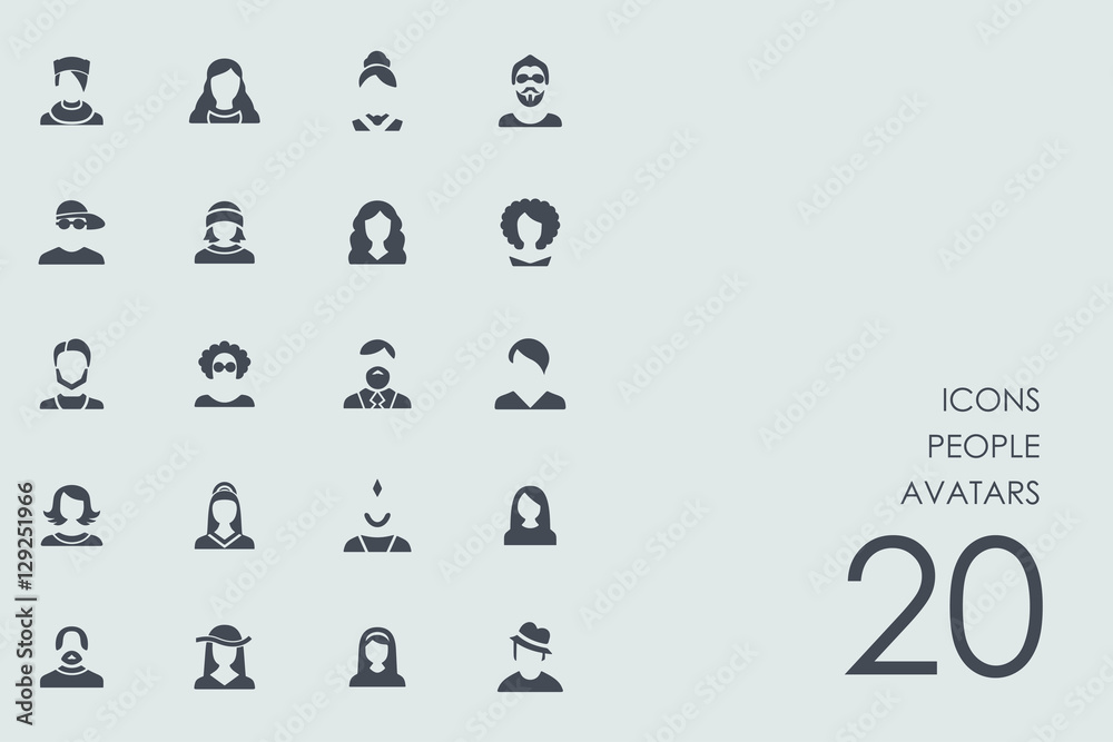 Poster set of people avatars icons